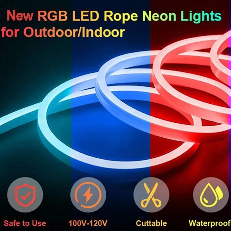 LED Neon Light Strip RGB Strip Flexible Bluetooth Waterproof Silicone Lights 108leds App+48 Key Remote Control TV Backlight For Room Garden Party