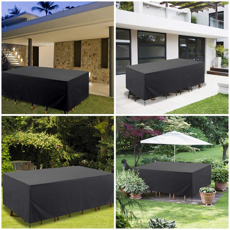 210D Outdoor Furniture Cover Black/Silver Oxford Cloth Patio Garden Sofa Waterproof Awning Table Chair Dust Proof Sunshade Cover