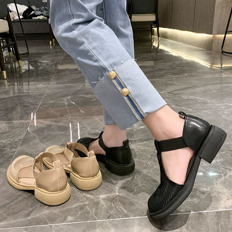 Summer 2024 Sale Of Women's Shoes Sandals Breathable Med Suit Female Beige New Fashion Lace Outside Comfort Laces Medium 12a8 s ium