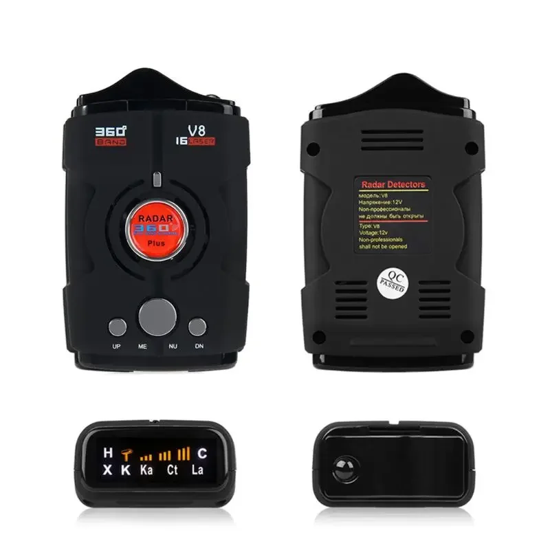 V9 Car Radar Detector English Russian Auto 360 Degree Vehicle V8 Speed Voice Alert Alarm Warning 16 Band LED Display