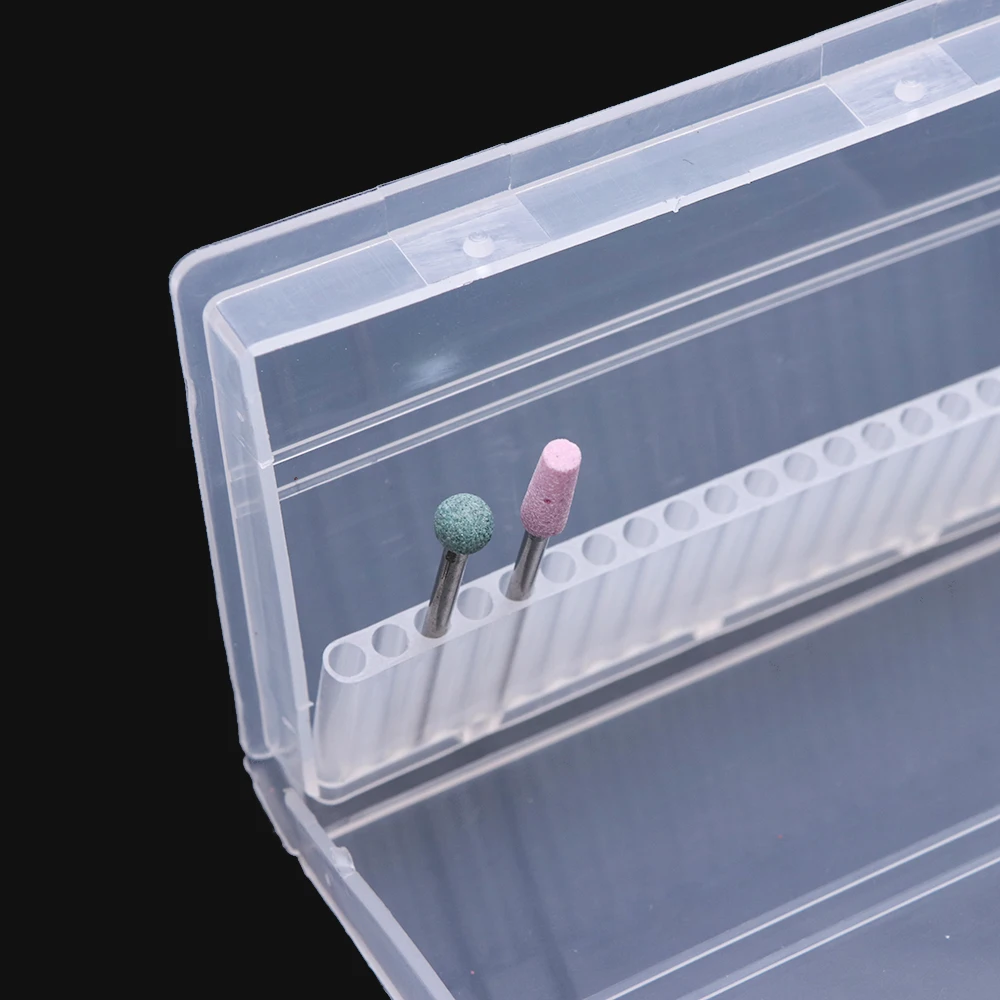 20 Slots Acrylic Storage Box For Nail Drill Bit Milling Cutter Empty Holder Stand Display Container Manicure Accessories LAA35-2