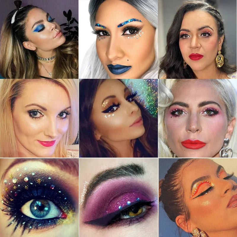 Colors Rhinestone Eyes Face Sticker Glitter Eyeshadow Eyeliner Jewelry Makeup Dia Crystal Temporary Tattoo Stickers hadow s