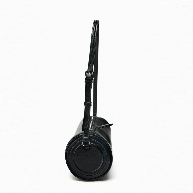 3 Totes Fashion Barrel-Shaped Purses And Handbags Mini PU Leather Shoulder Bag Black Crossbody Bags For Woman Soft Phone 4