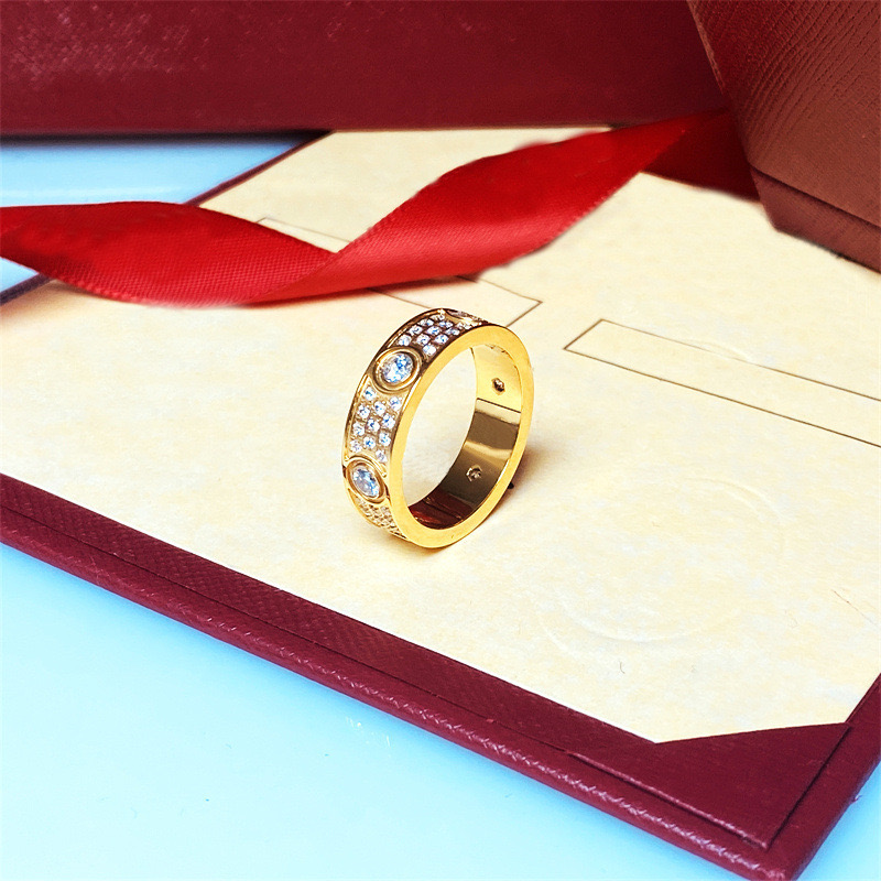 3CM 4CM 5CM 6CM titanium steel silver love ring men and women rose gold jewelry for lovers couple rings gift With drill