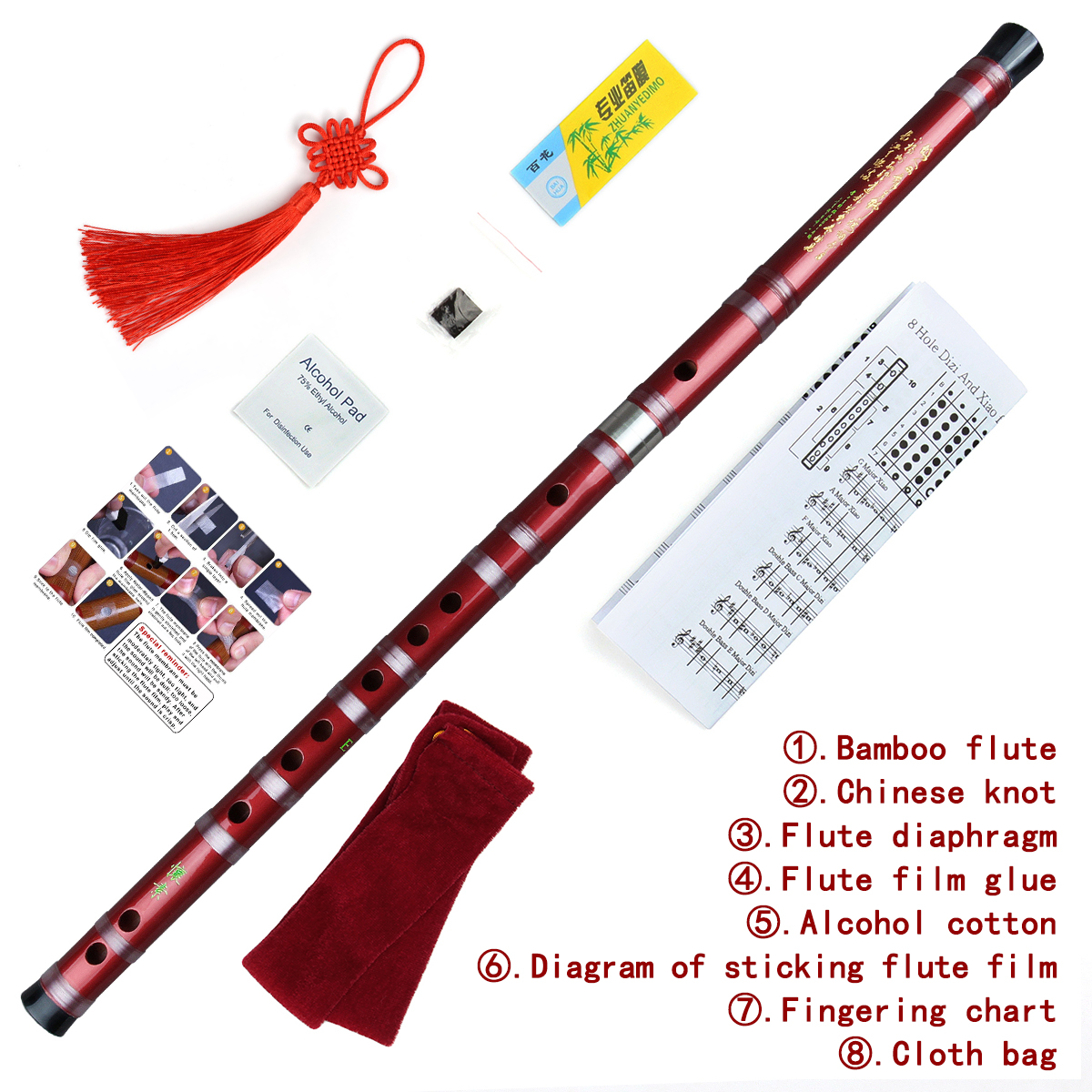 Chinese Traditional Dizi Flute Handmade Two sections Bamboo Flute Dizei Flauta Wood For Beginners and Pfrofessinal Music Lovers