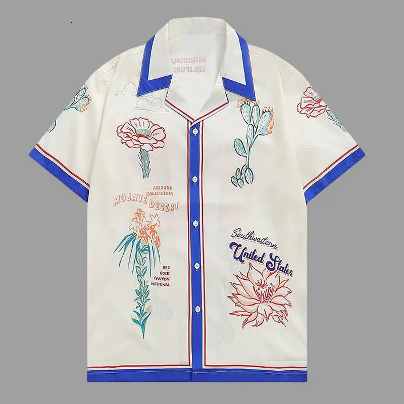 Spring Hawaiian Shirts Summer Shirt Men Streetwear Flower Plant Print Beach Shirt Hip Hop Casual Tropical Holiday Tops 240517