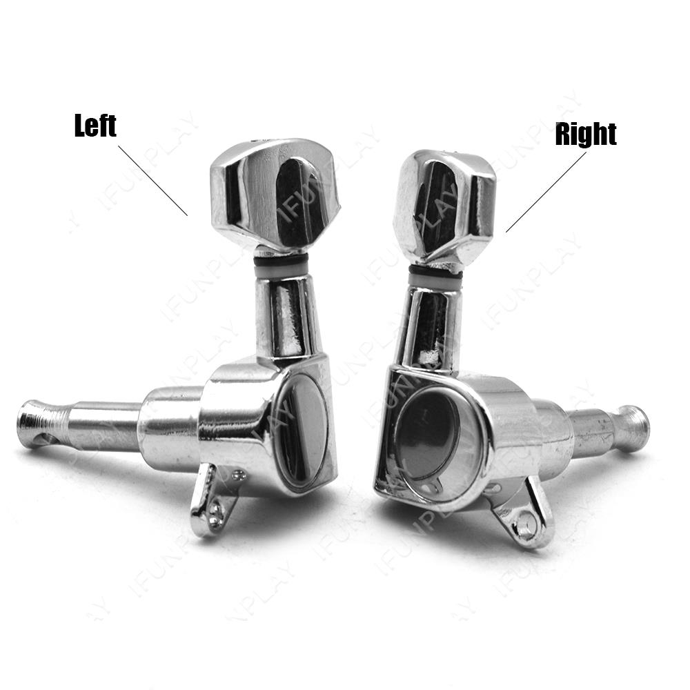 6pcs Guitar Tuning Pegs Key Tuner Machine Head for Electric Acoustic Guitar Chrome Black