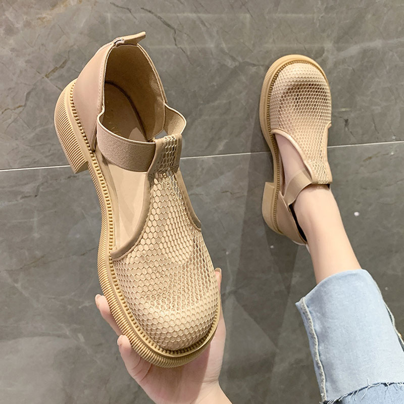 Summer 2024 Sale Of Women's Shoes Sandals Breathable Med Suit Female Beige New Fashion Lace Outside Comfort Laces Medium 12a8 s ium