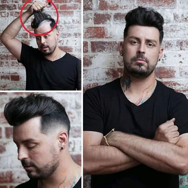 Knotless Skin Toupee Hair Men 0.1-0.12mm Full Skin Hair System Unit Indian Human Hair Man Wig 120% Density Male Hair Prosthesis 240520