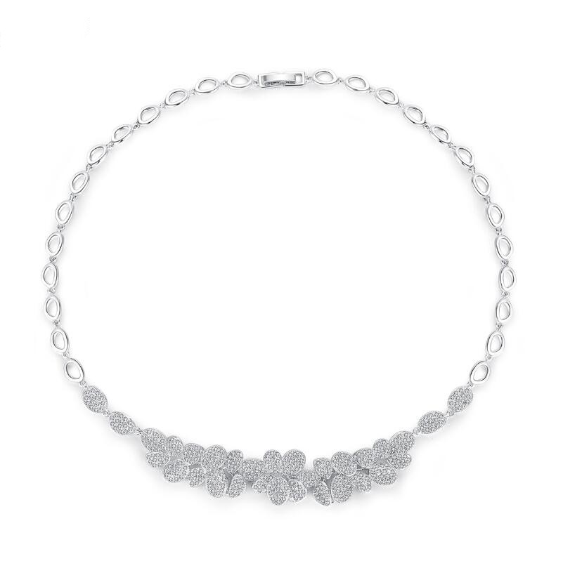 Clavicle Necklace: White Gold Fill wer Pendant with 5A Cubic Zirconia for Women Wedding Gift