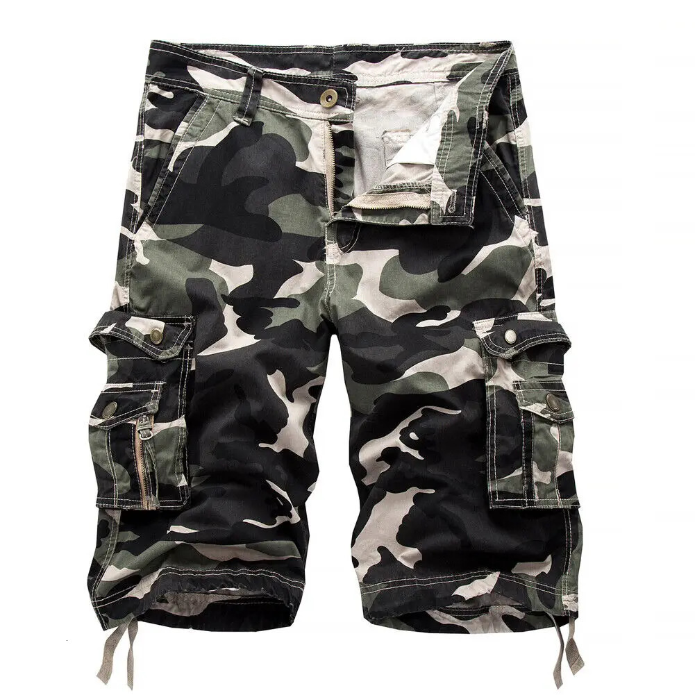 Summer Cargo Shorts Men Camouflage Camo Casual Cotton MultiPocket Baggy Loose Work Streetwear HipHop 3042 240528