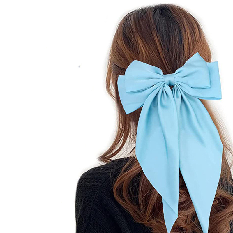Big Hair Bows For Women Hair Ribbons Oversized Long Tail White Black Large Hair Ribbon Barrettes Metal Clips Bowknot Hair Accessories Lazos Para El Ca