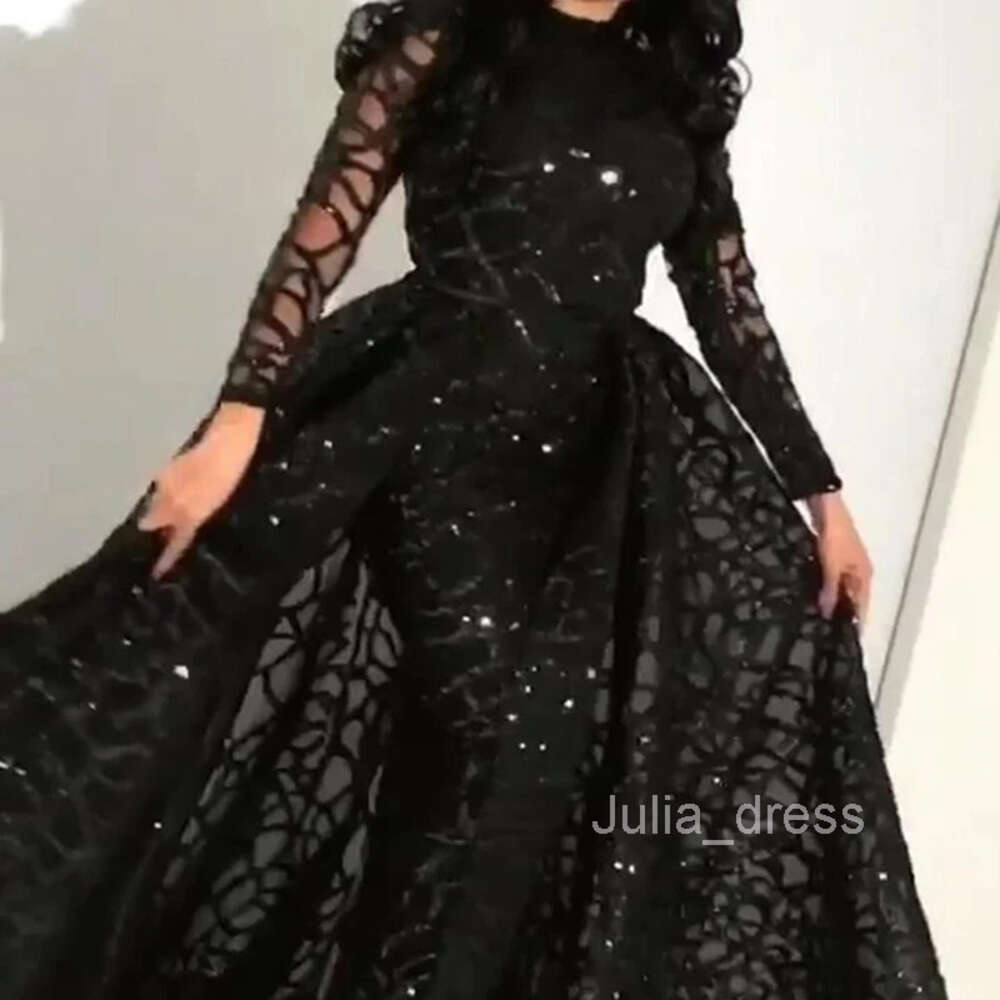 2024 Spring New Womens Dress Round Neck Long Sleeve Sequin Fluffy Evening Dress
