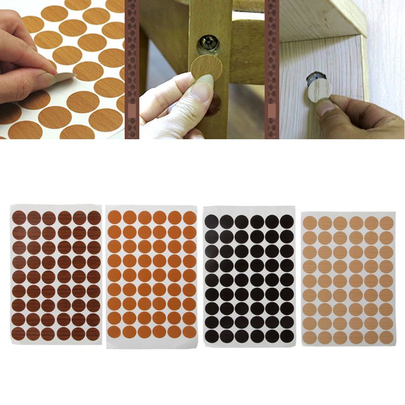 108Pcs 21mm Wooden Furniture Self Adhesive Cabinet Screw Cap Covers Hole Stickers