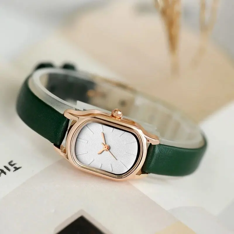 Ladies Watch Korean Square Watch Female Strap Small Student Net Red Simple Temperament Belt Quartz Watch Small GreenWatch