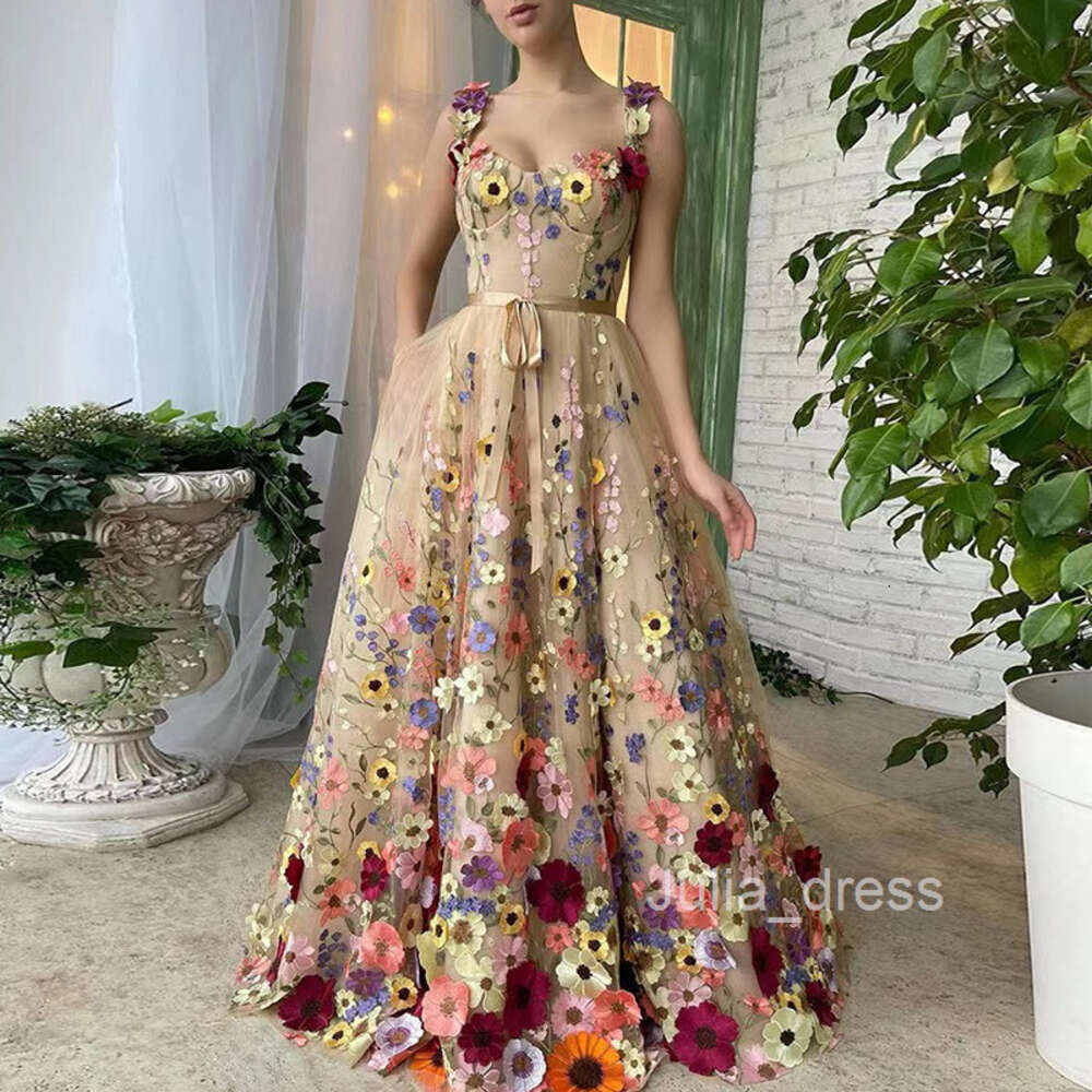 New Womens 3D Flower Fashion Embroidery Flower Wrap Hip Sexy Dress
