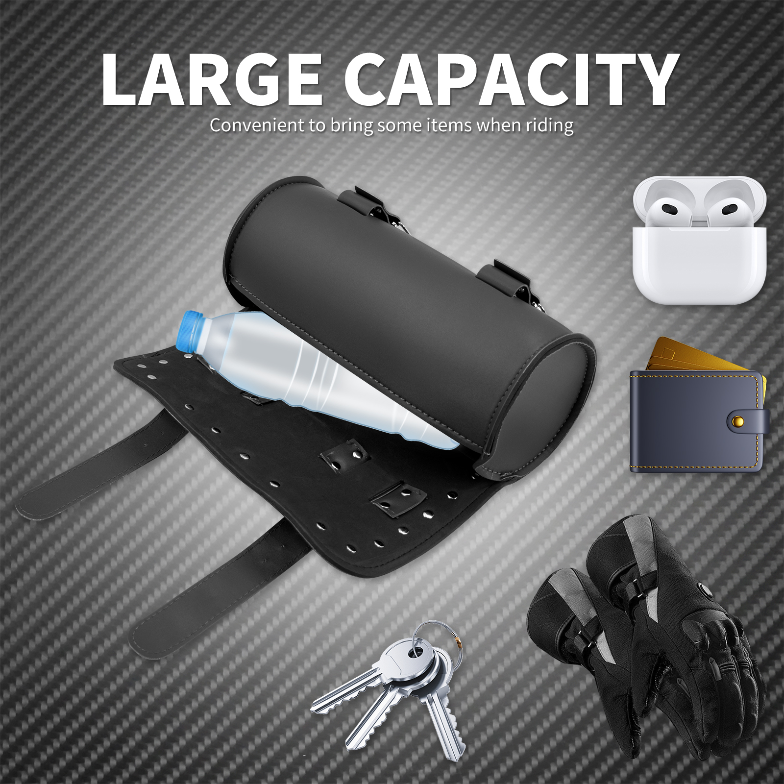 Motorcycle Fork Tool Bags Storage PU Leather Travel Pouch Front Luggage Bag Universal For Harley Sportster Touring Softail Dyna