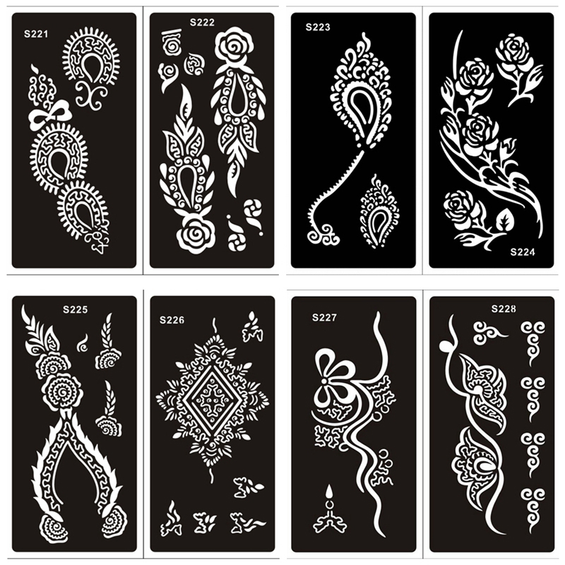 b f Mehndi Styles Body Paint Indian Henna Tattoo Stencils Temporary Glitter Airbrush Templates for Hand Painting ing