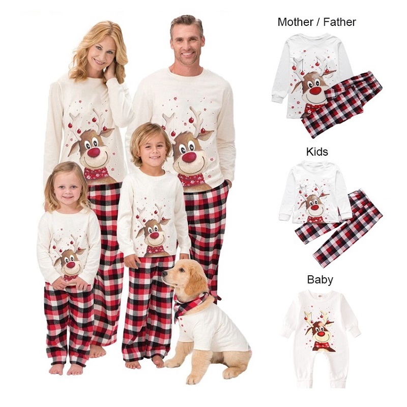 Christmas Family Pajamas 2023 Xmas Matching Outfits Deer Adult Kid Pjs Set Baby Jumpsuit Family Matching Pyjamas