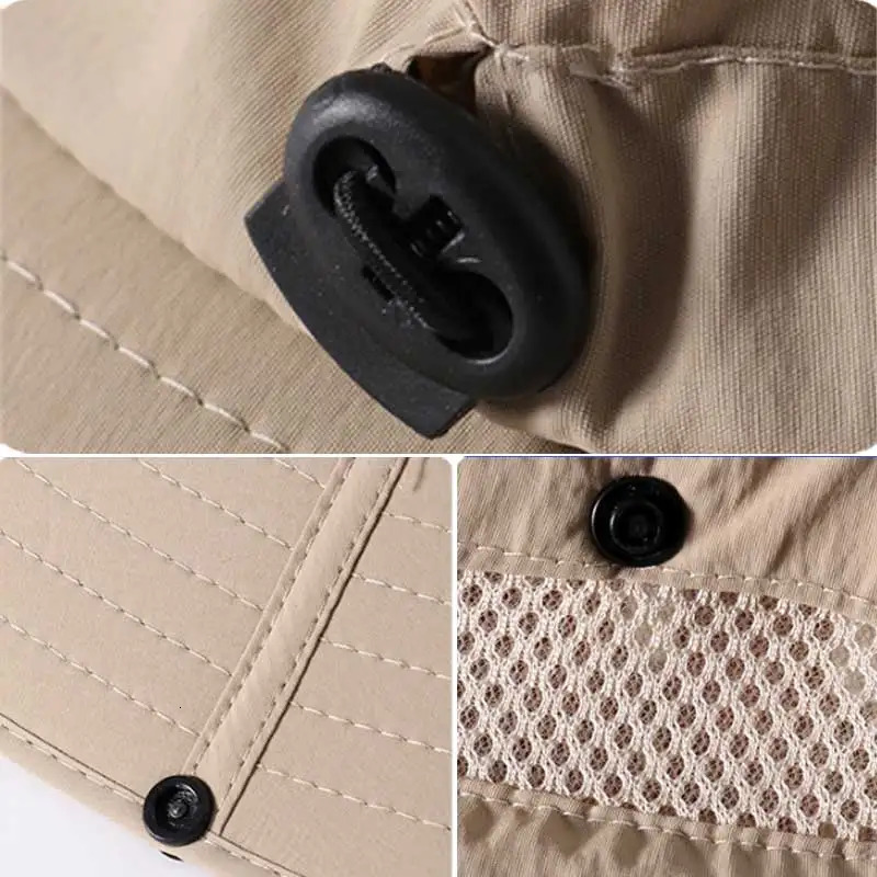 Summer Sun Hat for Men Foldable Cowboy Cap Big Brim Bucket Cap Outdoor Anti-UV Hiking Fishing Hat Face Neck Protection Panama 240528