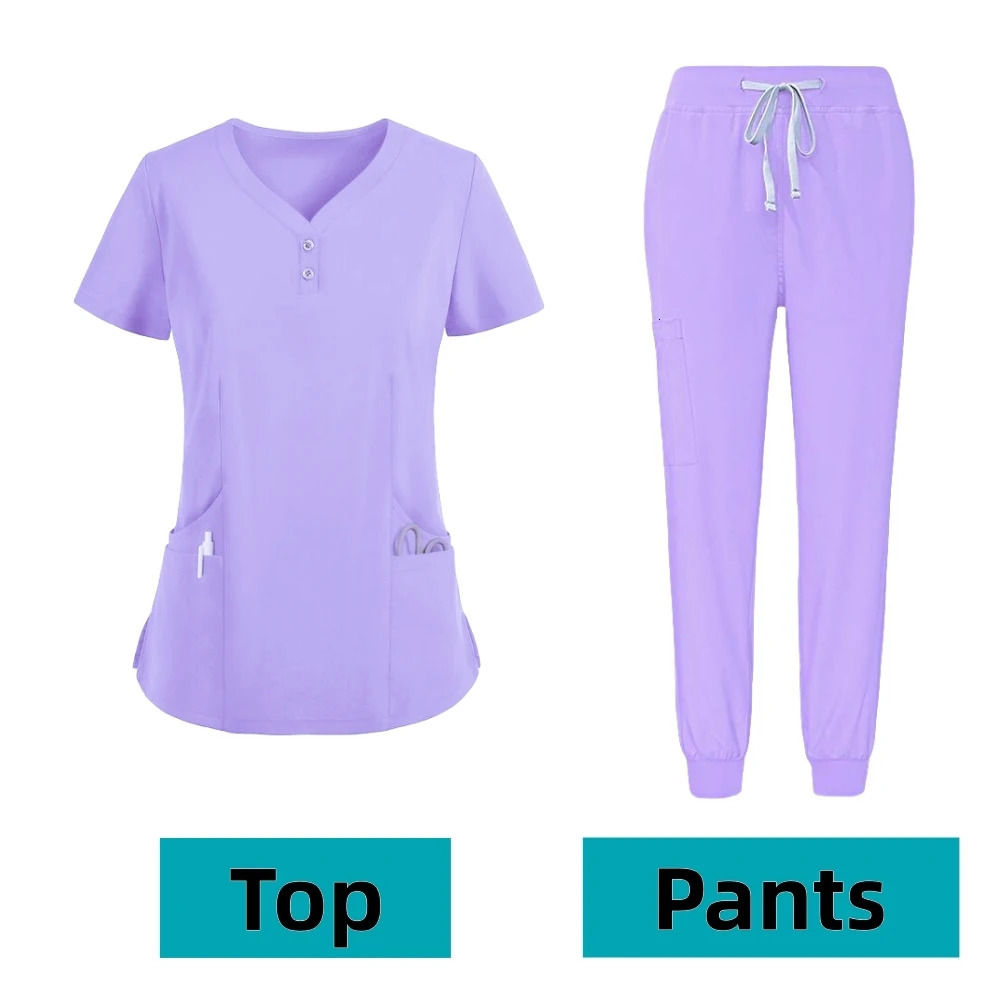 Hospital Wholesale Multicolor Uniforms Women Wear Scrub Set Doctor Uniform Jogger Suit Doctor Nurse Scrubs Set 2
