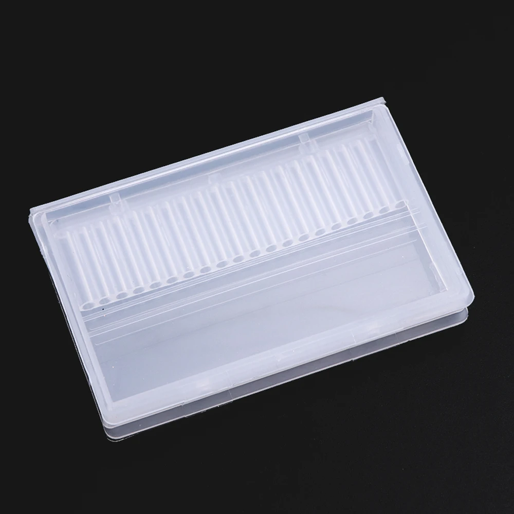 20 Slots Acrylic Storage Box For Nail Drill Bit Milling Cutter Empty Holder Stand Display Container Manicure Accessories LAA35-2