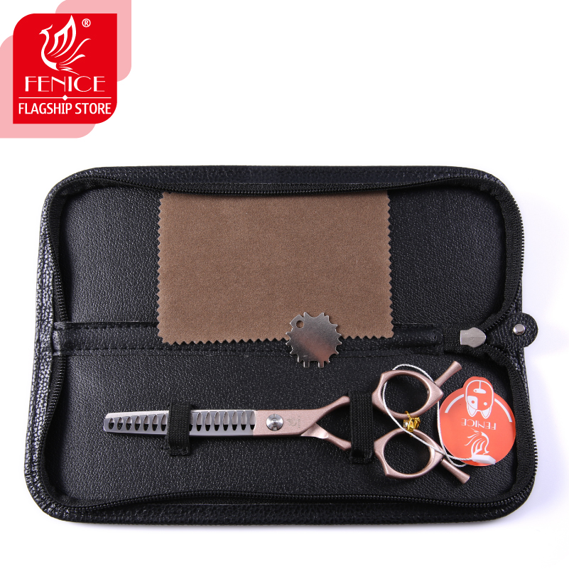 Fenice Jp440c Colorful 6.5 7.0 Inch Stainless Steel Pet 85% Thinning Scissors for Dog Grooming 17 teeth Thinner Chunker