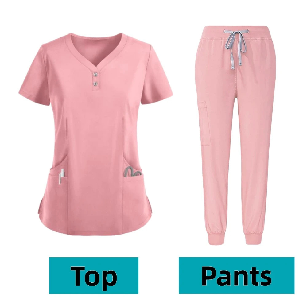 Hospital Wholesale Multicolor Uniforms Women Wear Scrub Set Doctor Uniform Jogger Suit Doctor Nurse Scrubs Set 2