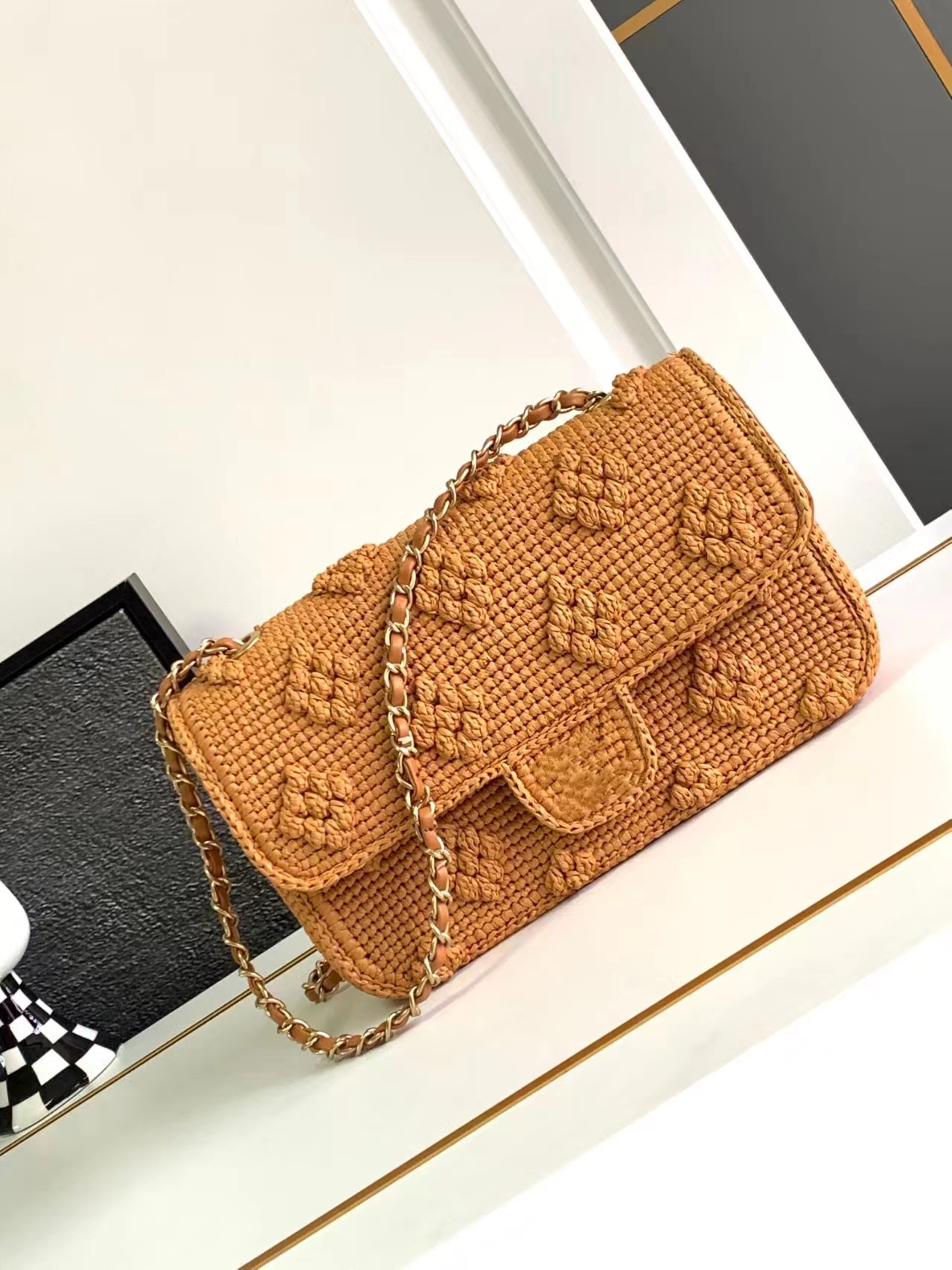 Top quality designer summer new grass woven retro chain single shoulder crossbody bag handbag