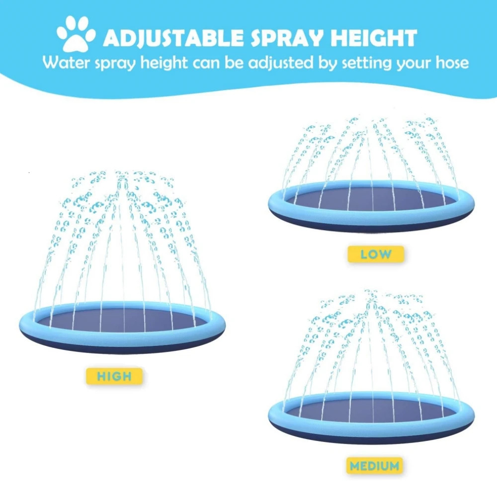 100/150/170cm summer pet swimming pool inflatable water slide mat outdoor interactive fountain toy 240507