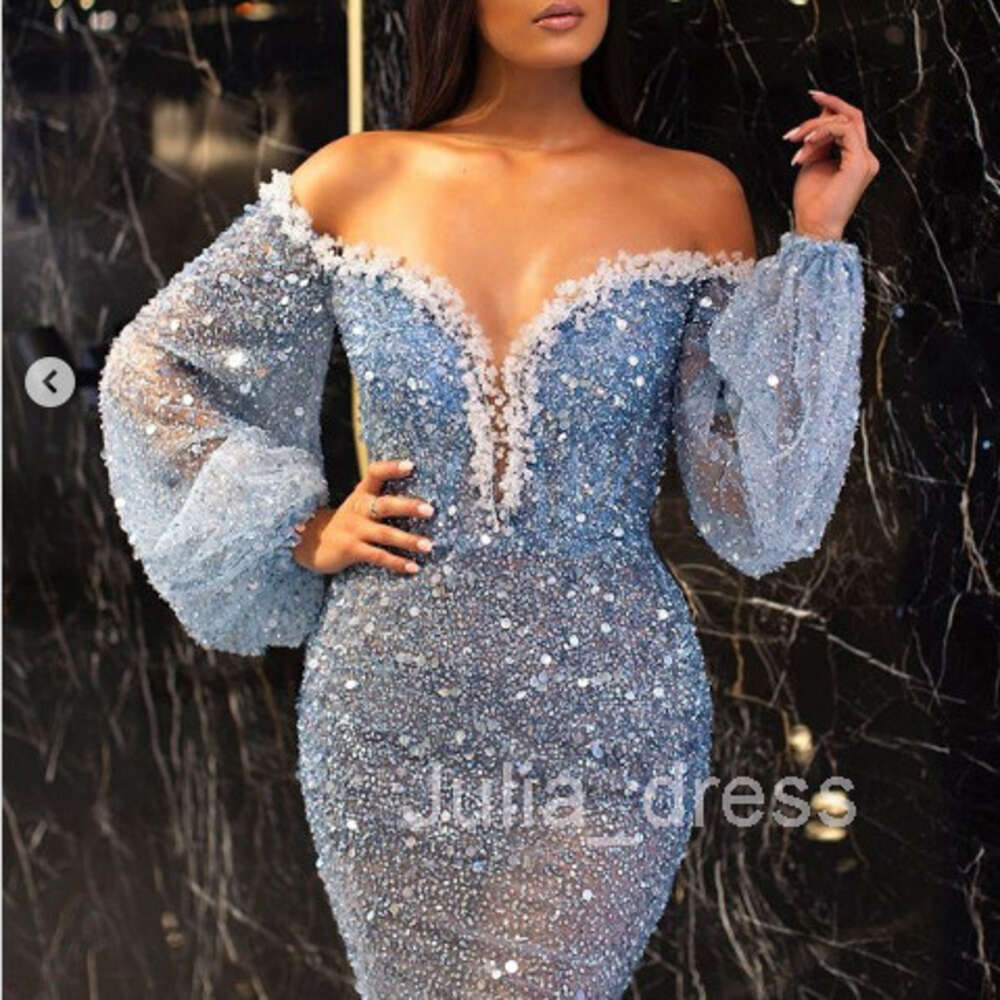 2024 Spring/Summer New Womens Casual Dress with Elegant Splash Gold V-neck Perspective Fishtail Evening Dress