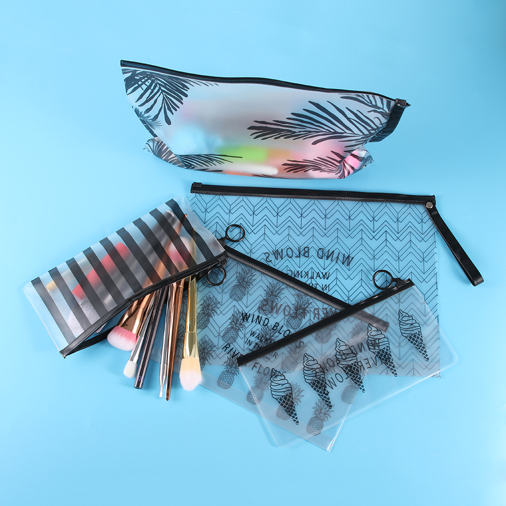 New Bag Brush PC Portable CosmeticTools Pencil Pen Case Clear Make up Pouch Zipper Toiletry Holder Storage Makeup Tool Kit