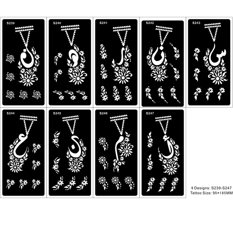 d c Henna Indian Tattoo Mehndi pcs Stencils Body Hand Painting Temporary Glitter Airbrush Templates Stencil For Women