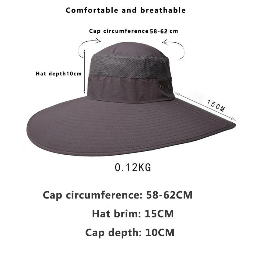 Mens 15CM Big Wide Brim Fisherman Hat Outdoor Waterproof Sun Hat Mountaineering Cap Fashion Panama Hat Fishing Hats Unisex 240528