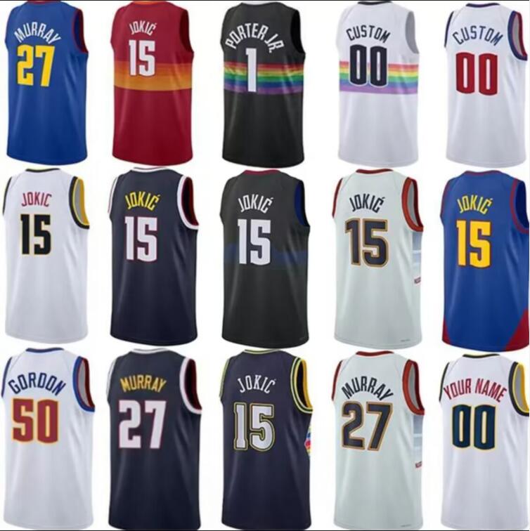 Custom Men youth kids 15 Jokic Basketball Jerseys Nugget Jamal Murray Michael Porter jr. Aaron Gordon Caldwell Pope Christian Braun Zeke Nnaji City Jersey Edition Men