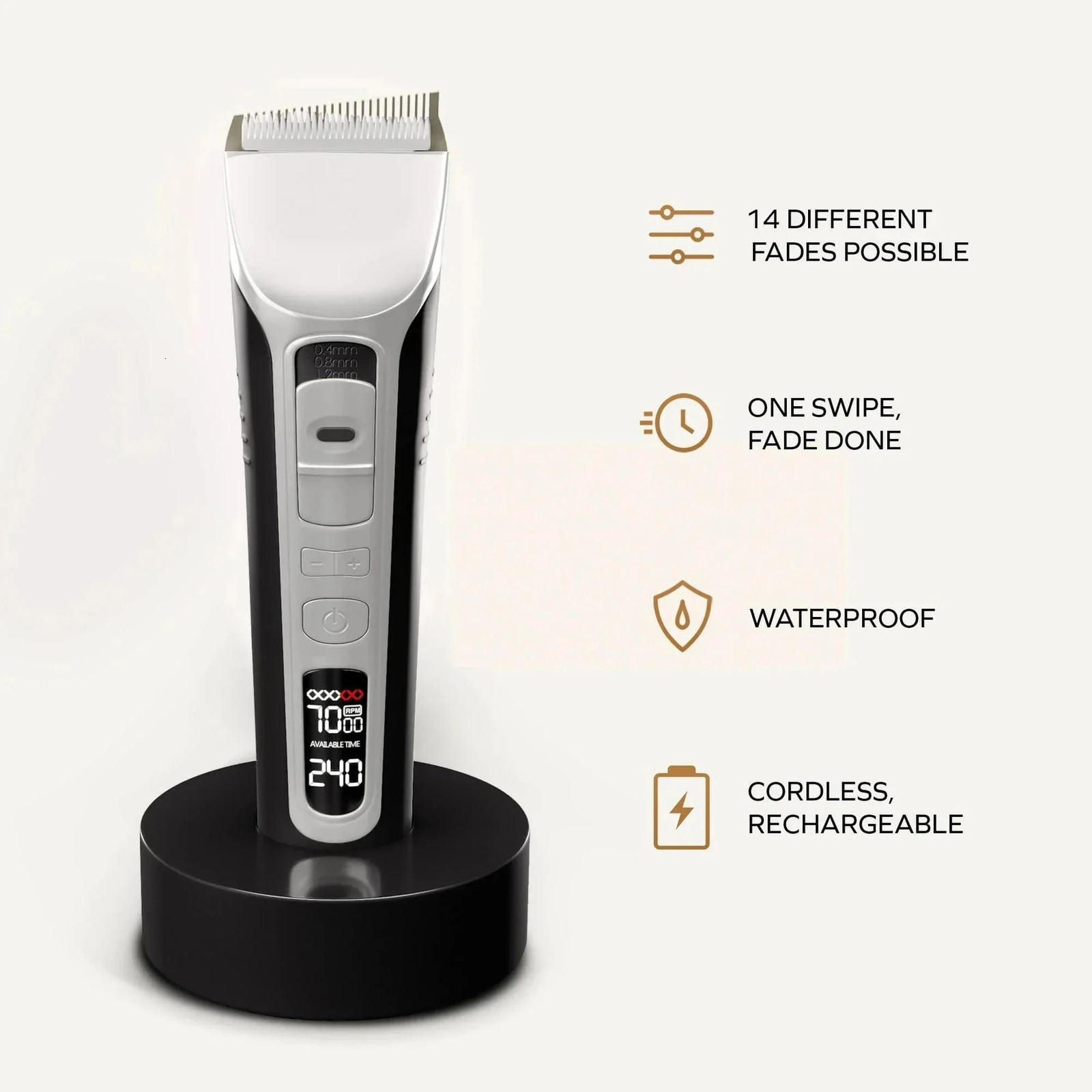 Electric Hair Clipper Unique Shaped Moving Blade Hair Trimmer LCD Display USB Rechargeable For Salon Men Hair Cutting Barber 240528