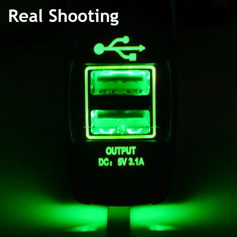 3.1A 12-24V LED Universal Car Charger Waterproof Dual USB Port Charger Socket Outlet for Motorcycle Car Auto Accessories Camping