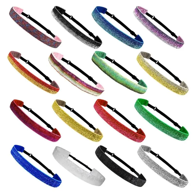 hot sale Elastic Headbands Sparkly Glitter Non-Slip Thin Stretch Sports-Headband Stretchy Hair Accessories Yoga Sport Head Wrap