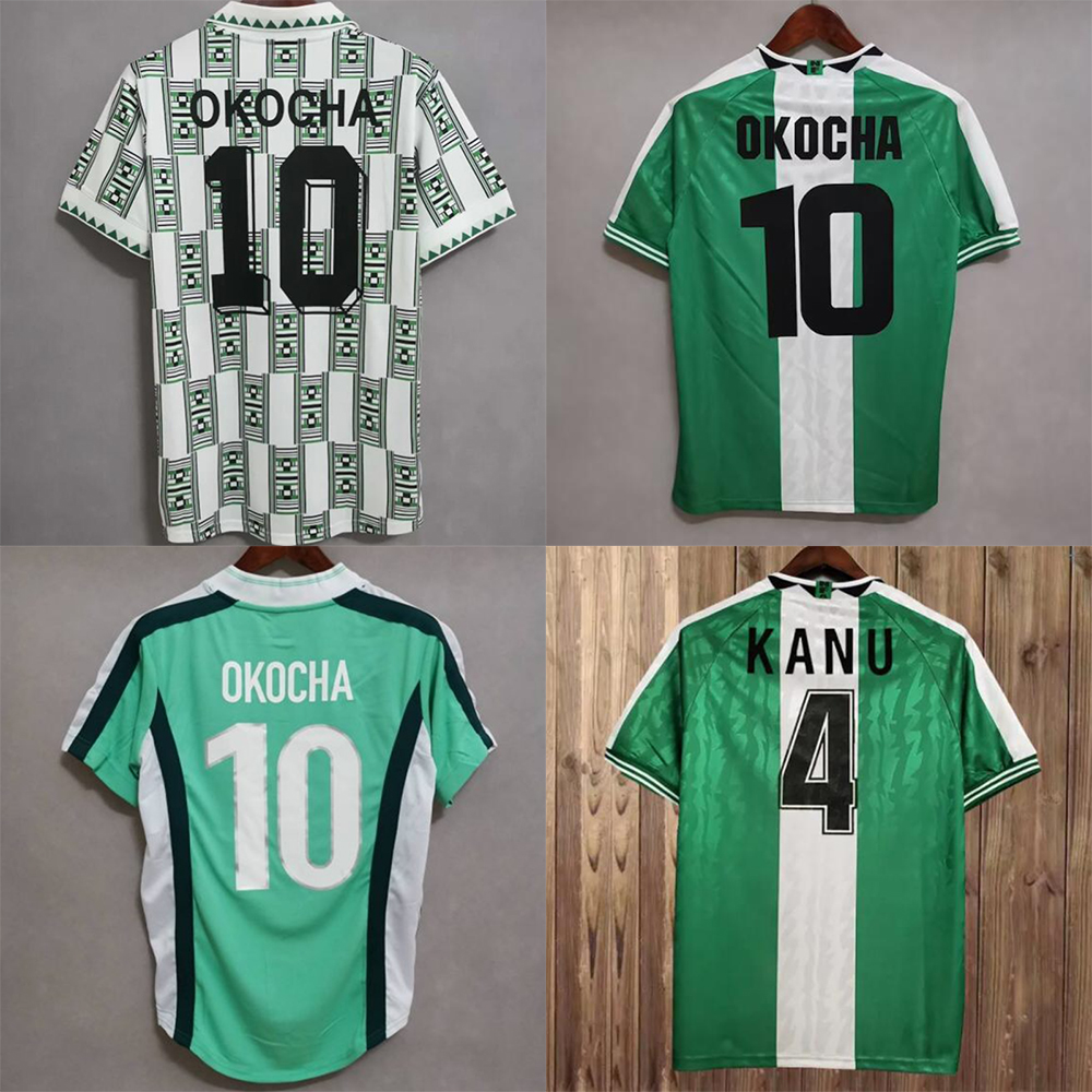1994 1996 1998 Nigeria Retro Soccer Jerseys OKOCHA FINIDI Mens National Team KANU Home Green White Away Football Shirt Short Sleeve Uniforms