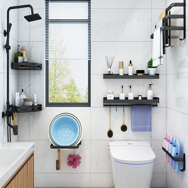 Bathroom Towel Rack 3 Layers No Drill Towel Holder Shower Rack Aluminum alloy Storage Shelf Bathroom Accessories