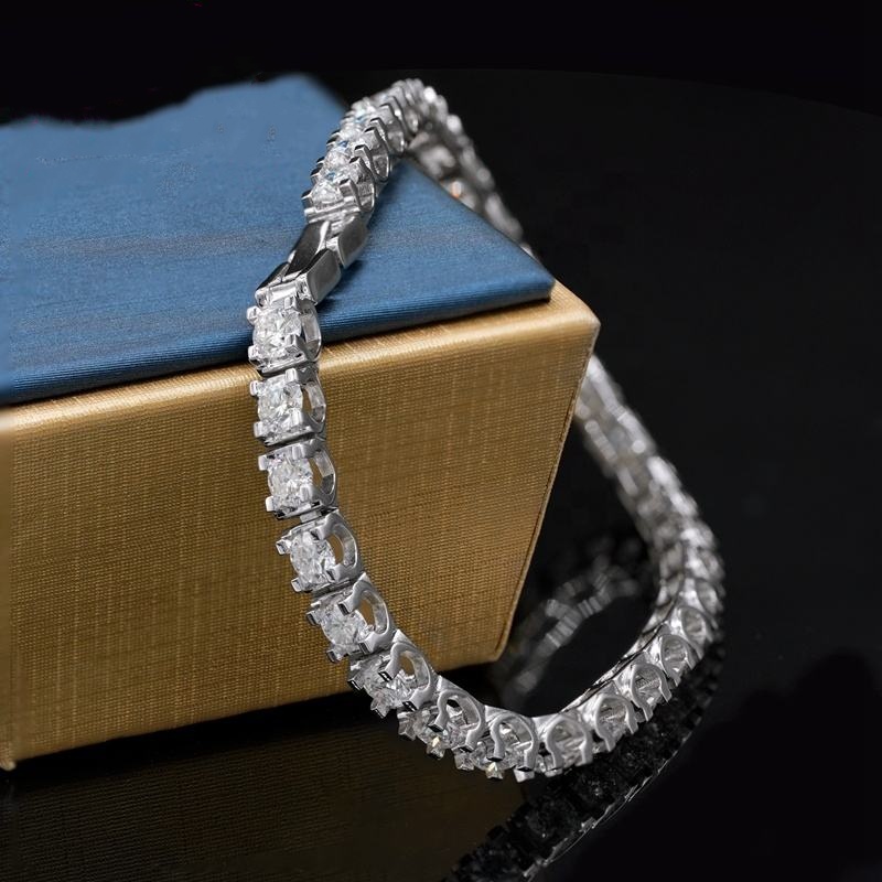Hip Hop Iced Out Silver 925 Moissanite Tennis Chain Bracelet 3mm 4mm 5mm VVS White Round Diamond Bling Jewelry Men and women