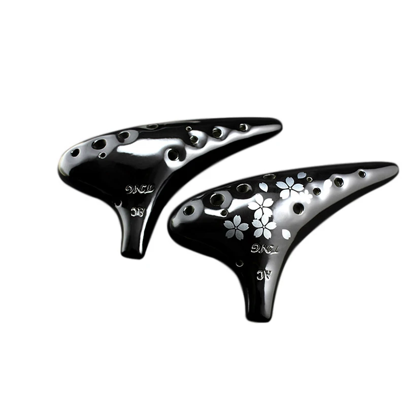 TNG Ocarina 12 Holes Black Pottery Porcelain Professional Alto Soprano C F Musical Instruments handmade Dolomite Ceramics Taiwan