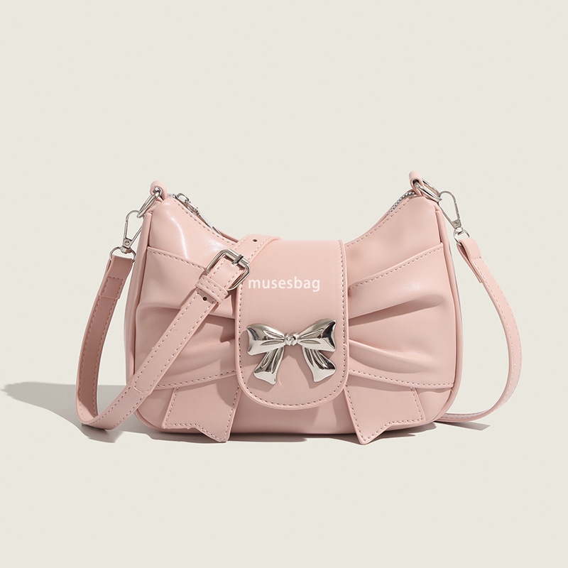 High quality women's bag, bow, underarm bag, summer sweet and stylish pleated single shoulder crossbody bag for women