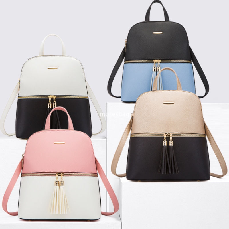 Men's and women's fashionable backpack, PU leather shoulder strap adjustable with zipper mother and child bag, multiple colors large capacit