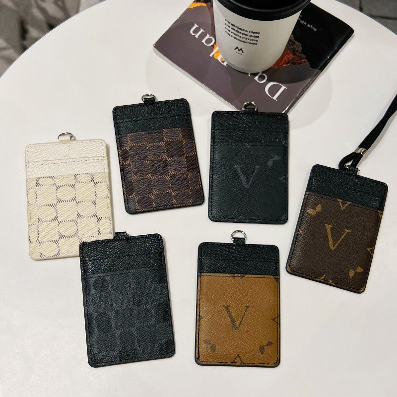 Designer Letter Credit Card Holder Fashion Purse Pendant Car Chain Charm Brown Flower Mini Bag Fashion leather Purse