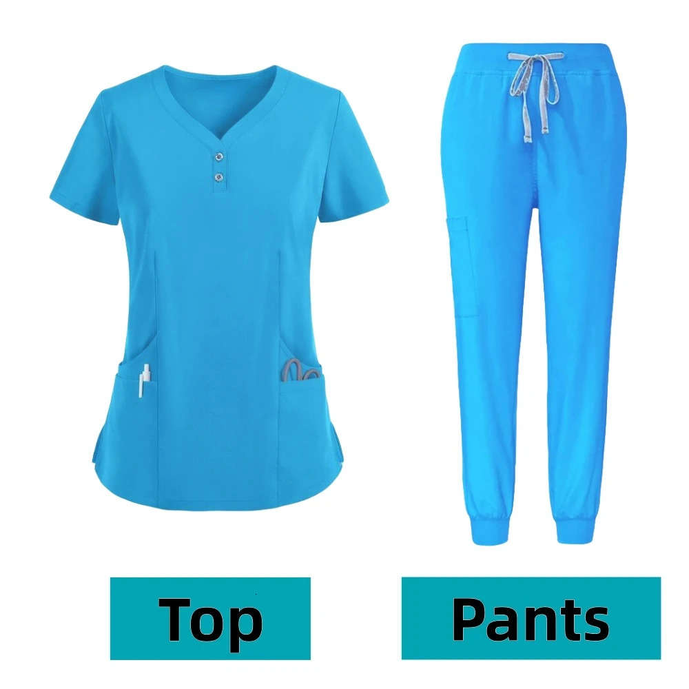 Hospital Wholesale Multicolor Uniforms Women Wear Scrub Set Doctor Uniform Jogger Suit Doctor Nurse Scrubs Set 2