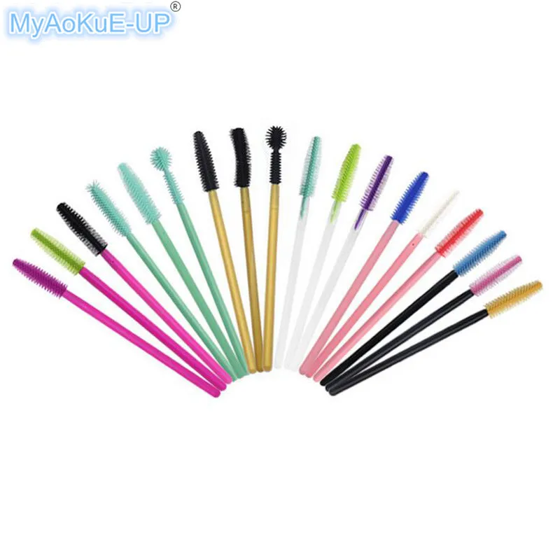 b d pcs lot Brushes Silicone Eyelashes Mix Colors Disposable Mascara Wands Lashes Makeup For Eyelash Extension