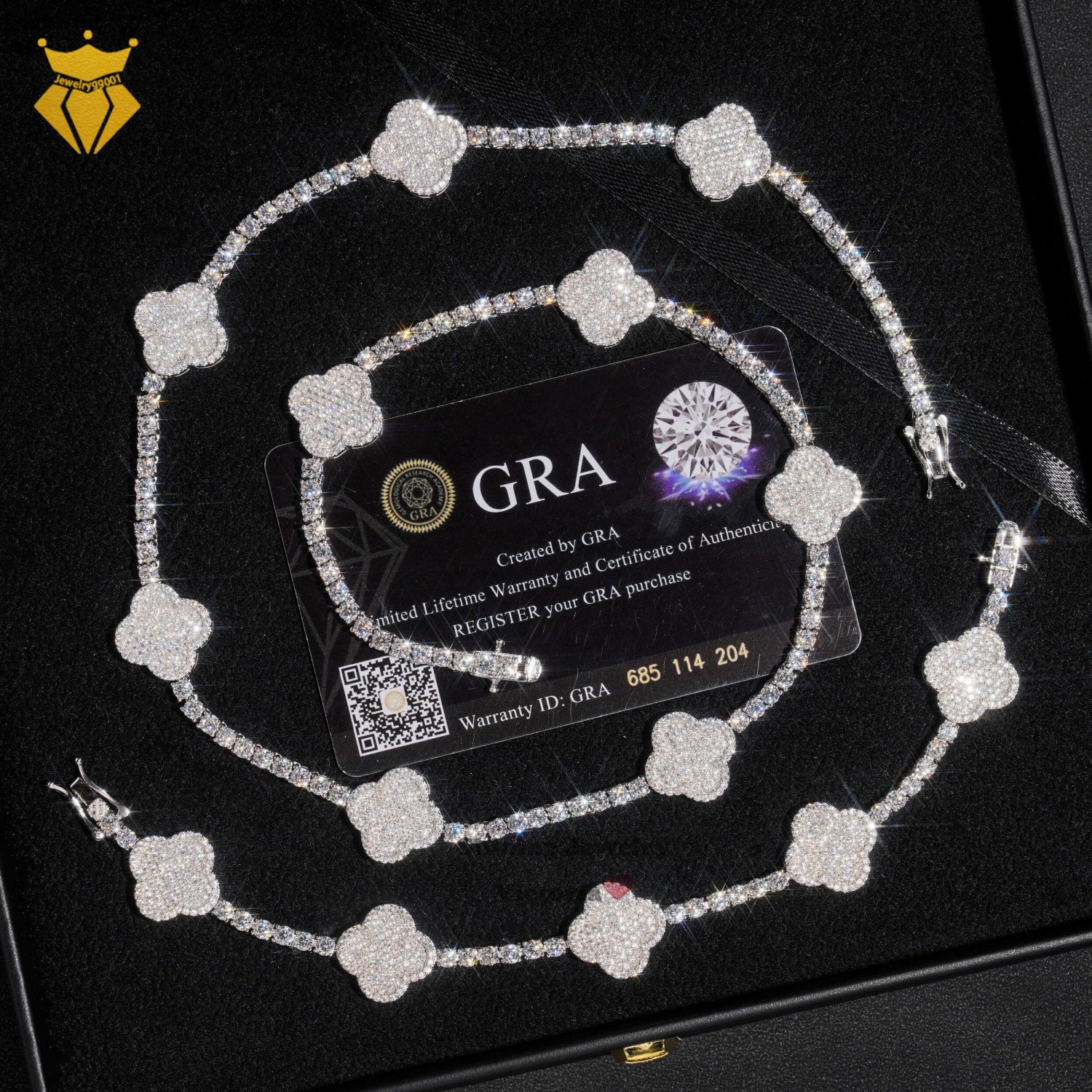 New Arrival 2024 Pass Tester Sterling Sier VVS Moissanite Dia Clover Tennis Chain Necklace Men's and Women's Fashion Chains