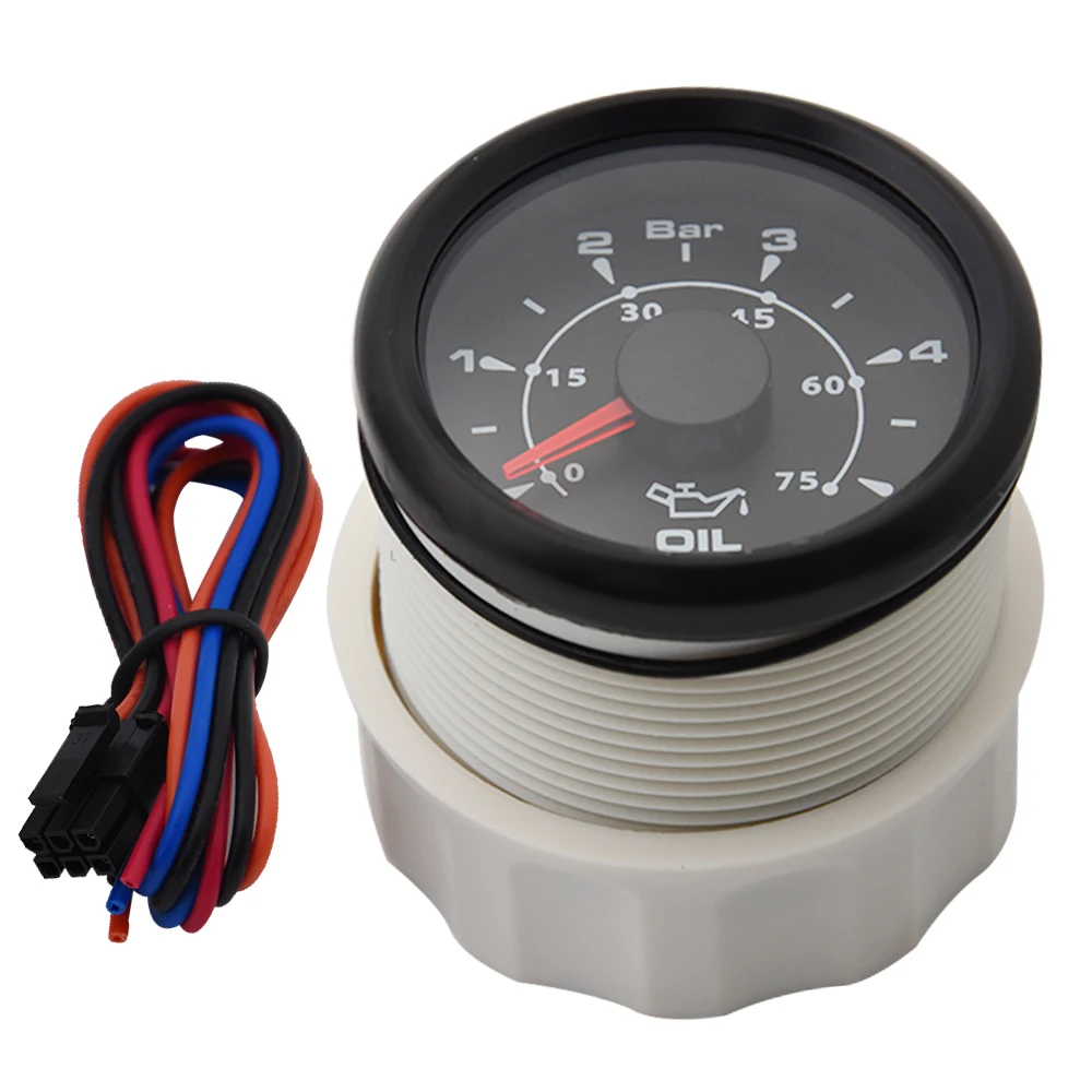 52mm Oil Pressure Gauge 0~10 Bar 0~5Bar Waterproof Car Fuel Pressure Meter 8 Colors Backlight Auto Truck Boat Vessel Yacht RV