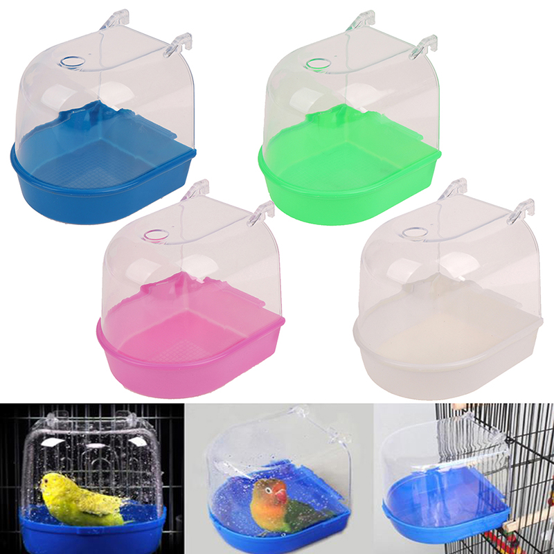 1Pc Plastic Bird Water Bath Box Parrots Parakeet Hanging Birdbath Cage Bathtub Bird Bath Bird Water Bath Tub Pet Bird Bowl